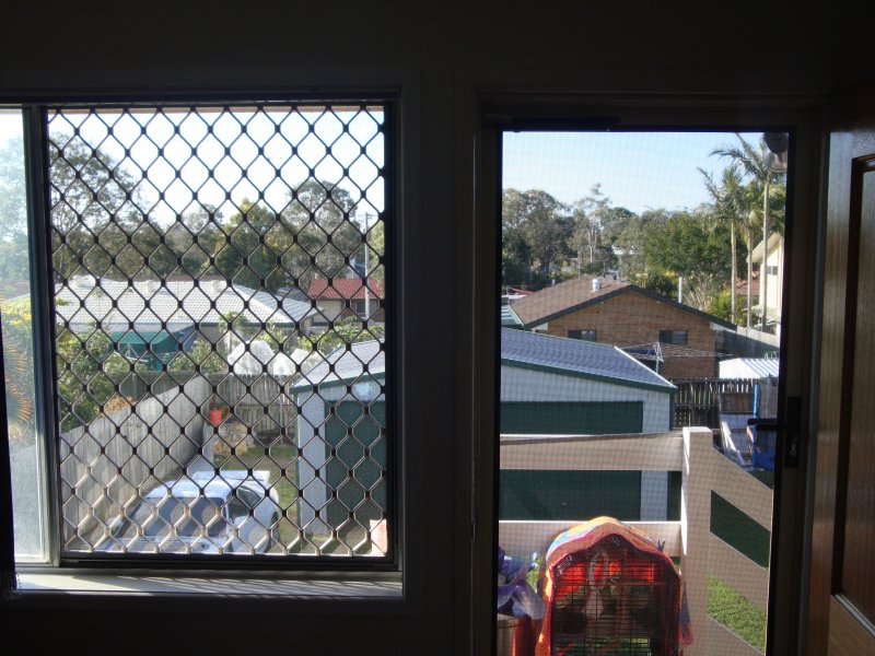 Diamond Grille on window and Forcefield hinge Door on right